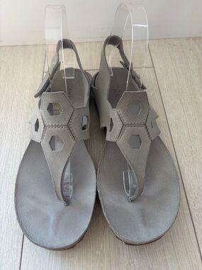 Pedro Garcia Gray Cutout Slingback Leather Sandals